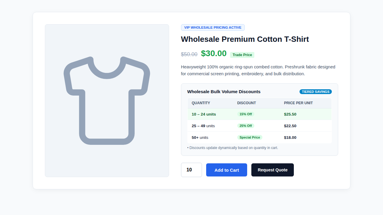 WooCommerce Frontend Interactive Tiered Pricing Table